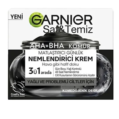 Garnier Saf ve Temiz AHA BHA Kömür Nemlendirici Krem 50 ml
