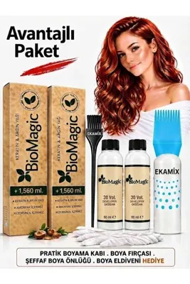 BioMagic Organik Amonyaksız Saç Boyası (papatya-9.03)+oksidan (2 Adet)+Ekamix Fırça