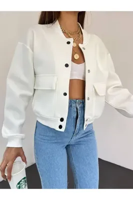 Butik Beyza Kadın Esnek Likralı Scuba Kumaş Bomber Ceket