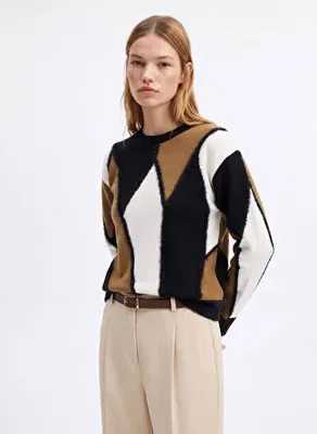 Fabrika Çok Renkli Kadın Bisiklet Yaka Regular Fit Asimetrik Kazak F6WL-KZK0049