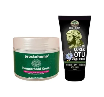 Diğer Proctohemo 100 Ml Hemor.roidin Bağsur Kremi + Ibn-ı Sina Çörek Otu Kremi 50 Ml Sırt Bel Kas Diz Iskelet Agrilarina Teskin Edici Masaj Kremi