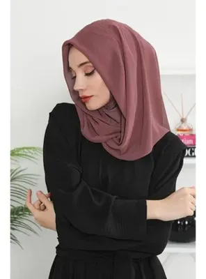 Aisha`s Design Penye İç Boneli Pratik Şifon Eşarp,Gül Kurusu,PS-45