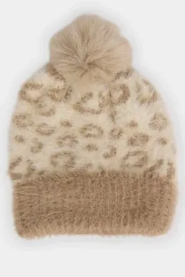 DeFacto Leopar Desenli Ponponlu Triko Bere Kız Çocuk F2395A825WN