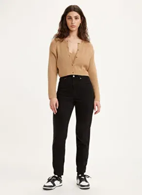 Levis High Waist Mom Jean Tk Flash Black Siyah Kadın Tapered Fit Denim Pantolon