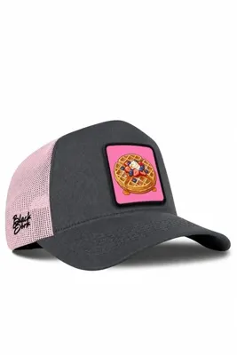 BlackBörk Waffle Logolu Antrasit-Pembe Trucker Şapka