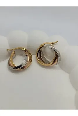 stainles steel Çelik Çok Renkli Sarmal Halka Küpe