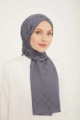 Armine Trend Jakarlı Füme Dama Desen Diamond Şal 2-3332