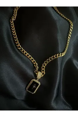 designbyeliftelmaz ZİRKON TAŞLI GOLD SİYAH DETAYLI KOLYE