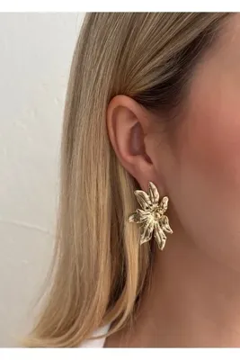 KİLİGİSTANBUL Kadın Bix Gold Renk Küpe 4 Cm