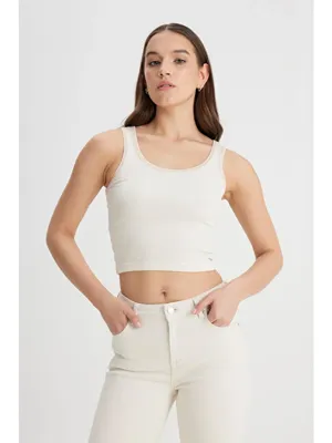 Lee Slim Fit Dar Kesim Ekru Tişört