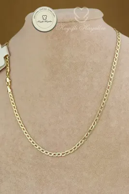 Keyifli Hayaller Xuping Kolye - Vip Xuping Çizgili Halka Zincir 14K Gold 44cm Şık Xuping Kolye