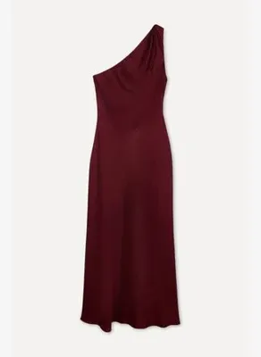 Mudo Kadın Bordo A Form Tek Omuz Midi Elbise 