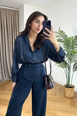 DİMA FASHİON V YAKA SİMLİ GÖMLEK
