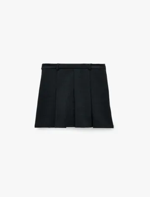 Koton Slim Fit Viskon Karışımlı Kalın Pileli Mini Etek