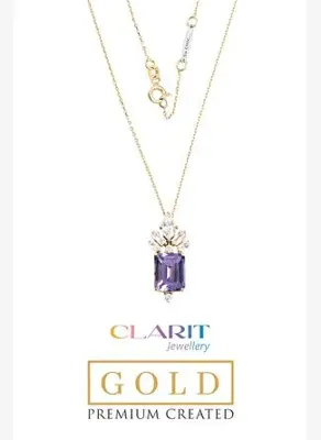 So Chic Created Alexandrite Taşlı Clarit Serisi 14 Ayar Sarı Altın Kolye