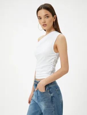 Koton Tek Omuz Kolsuz Tişört  Slim Fit Pamuklu