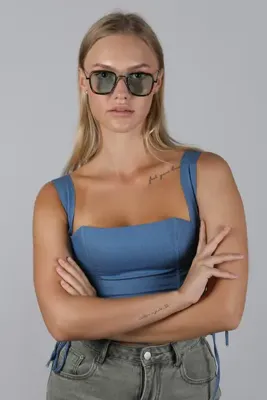 Angel Eyes Kadın Güneş Gözlüğü Dikdörtgen Leopar Dayanıklı Metal Çerçeve Mint Yeşili Cam