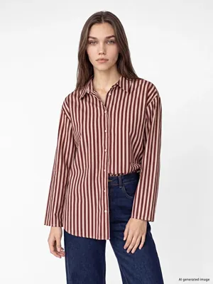 LCW Modest Çizgili Kadın Gömlek Tunik
