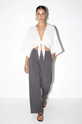 Drop by TrendyolMilla Haki Beli Lastikli Rahat Kalıp Modal Pantolon TDRSS26PL00016