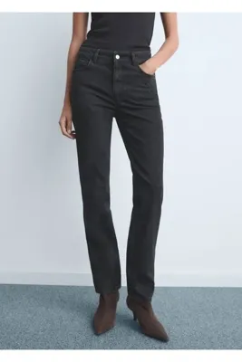 MANGO Woman Dar kesim yüksek bel jean