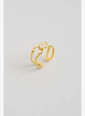 So Chic Minimal 18 Ayar Sarı Altın Kaplama Ayarlanabilir Gümüş Yüzük