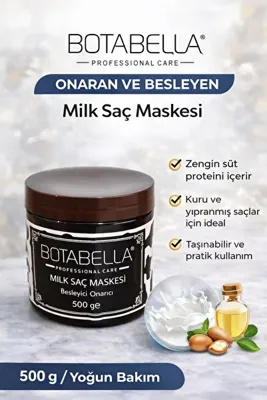 Genel Markalar Botabella Milk Saç Maskesi 500 gr Besleyici Onarıcı Yoğun Bakım Maskesi Kuru ve Yıpranmış Saçlar İçi