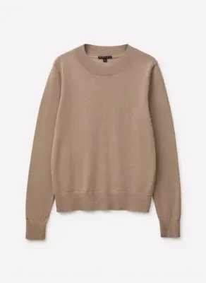 Sisley Kadın Vizon %100 Yün Slim Fit Uzun Kollu Bisiklet Yaka Kazak