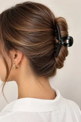 Tupek Store Siyah Mandal Toka – Modern Geometrik Tasarım, Güçlü Tutuşlu Saç Tokası