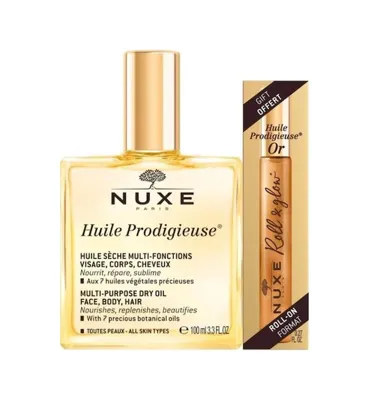 Nuxe Huile Prodigieuse Çok Amaçlı Kuru Yağ 100 ML + Huile Roll-On Cilt Bakım Yağı 8 ML