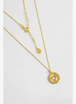 So Chic Boğaz Çakra 18 Ayar Sarı Altın Kaplama 46 Cm Gümüş Kolye