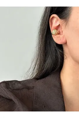 ringbox Gold Taşlı Kaplan Kıkırdak Küpe Earcuff