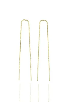 Söğütlü Silver Gümüş Altın Yaldızlı Zincir Küpe Sgtl10351gold