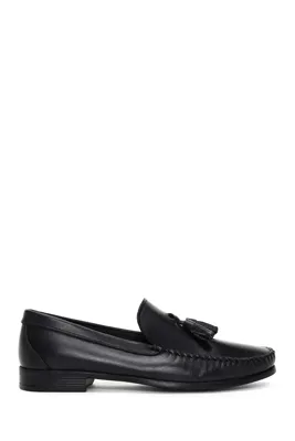 Derimod Erkek Siyah Deri Püsküllü Klasik Loafer