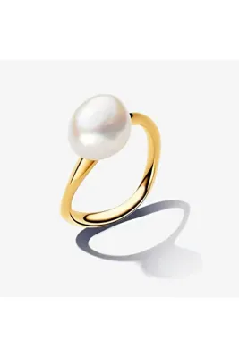 Hector&Co. Jewellery Gold Renk Gümüş Barok İşlenmiş Tatlı Su Kültür İncisi Yüzük