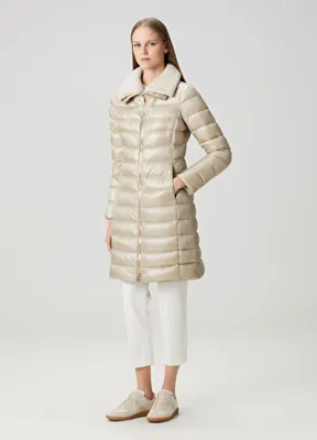 Herno Bej Yaka Detaylı Puffer Mont