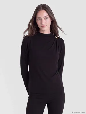 LCW Modest Dik Yaka Büzgülü Bluz