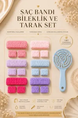 Invictus Design Mikrofiber Welsoft Emici Peluş Makyaj Yüz Cilt Bakımı Yıkama Kol Bandı Ve 3 Boyutlu Profesyonel Mavi Yuvarlak Kolay Tarama Saç Açma Tarak