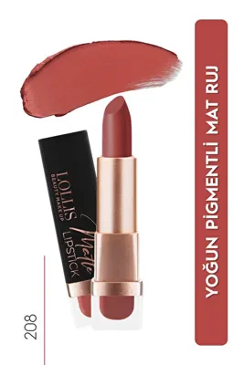 Lollis Matte Lipstick Yoğun Pigmentli Mat Ruj Kalıcı 206