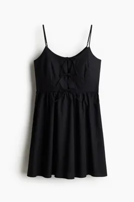 H&M Bağcık Detaylı Poplin Elbise