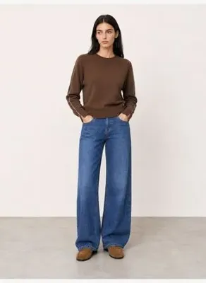 Loft Kadın Kahverengi Uzun Kol Bisiklet Yaka Oversize Kazak