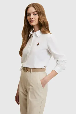 U.S. Polo Assn. Kadın Beyaz Uzun Kollu Basic Gömlek 50320204-VR013