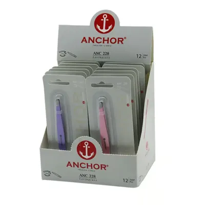 Anchor ANC-228 Renkli Metal 2'si 1 Arada Cımbız (Mini Tarak Uçlu)- 12'li Paket