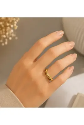 MURASSA BUTİK Vintage Ay Krateri Desen Ayarlanabilir Yüzük