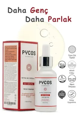 PYCOS COSMETICS Retinol 0.5% Kırışıklık Ve Yaşlanma Karşıtı Cilt Yenileyici Cilt Bakım Serumu 30 ml