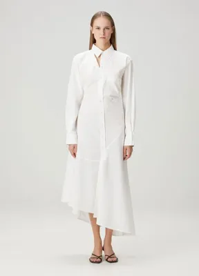 Victoria Beckham Beyaz Asimetrik Gömlek Elbise