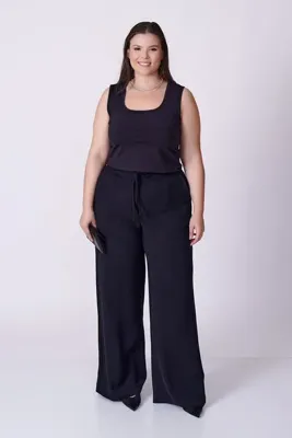 Büyük Moda BAĞCIKLI GENİŞ PAÇA KREP PANTOLON