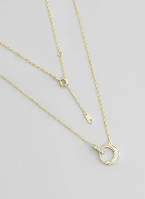 So Chic Ay Tutulması 18 Ayar Sarı Altın Kaplama 44 Cm Gümüş Minimal Kolye
