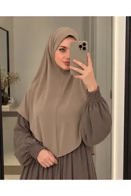 AHRAR tesettür Malezya model sandy hazır hijab khimar eşarp hac umre namaz günlük kullanıma uygun bej