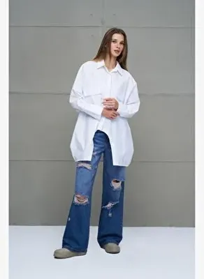 VDR Beyaz Oversize Poplin Gömlek 18179