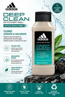 adidas Active Skin & Mind Deep Clean Duş Jeli 250 ml - Volkanik Kaya Özlü Peeling Etkili